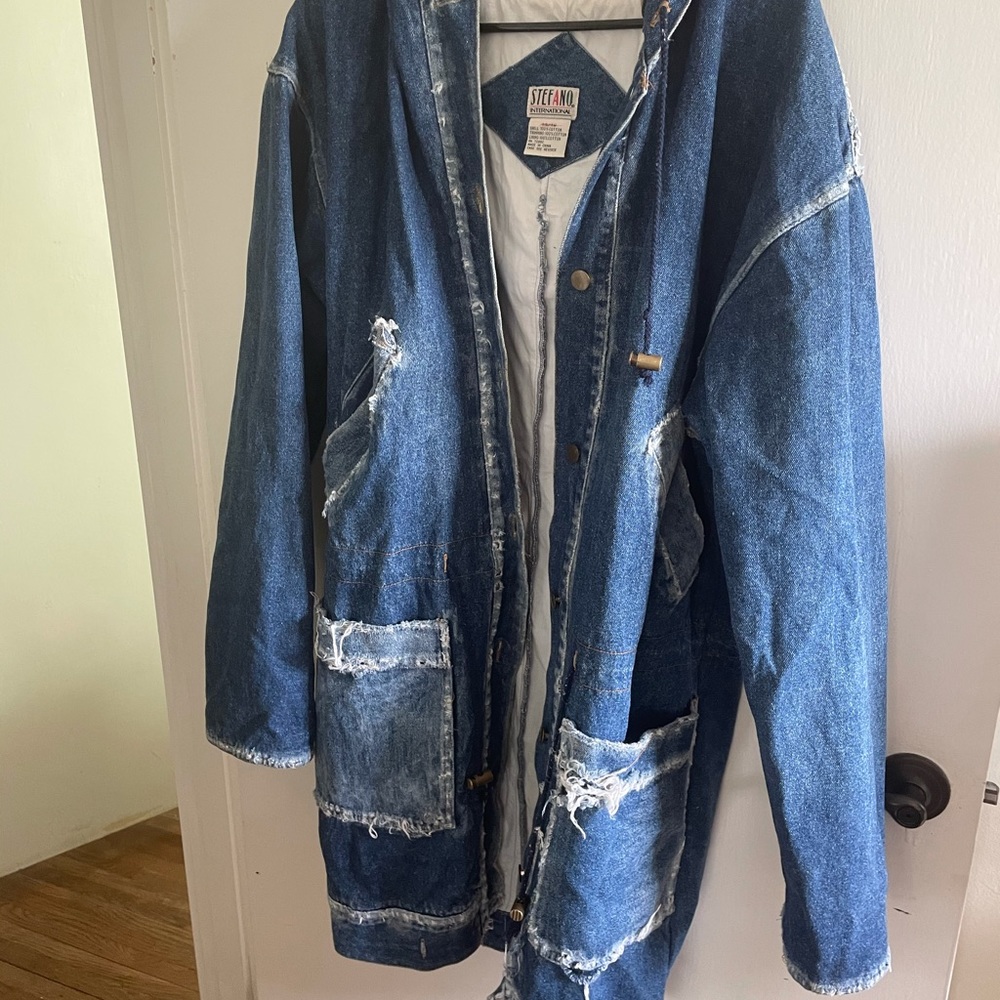 Vintage Blue Distressed Denim Jean Jacket
